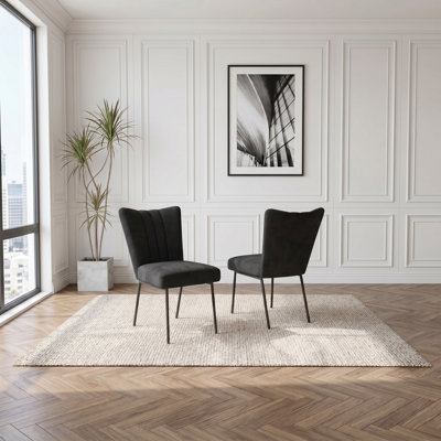 Chaises de salle à manger, chaises de conférence (2 chaises) rembourrées Daina