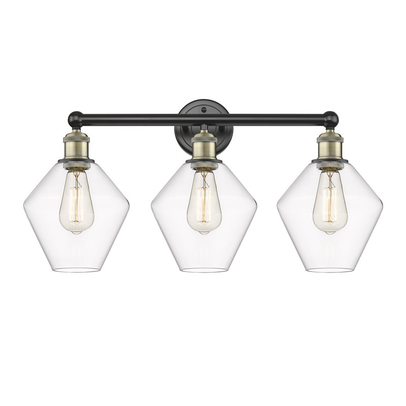 Éclairage pour meuble-lavabo 3 lumières Amylea, Clair, Laiton antique noir