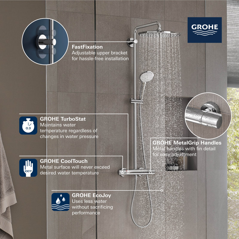 Euphoria 310 CoolTouch Thermostatic Shower System, Brushed Nickel Infinity