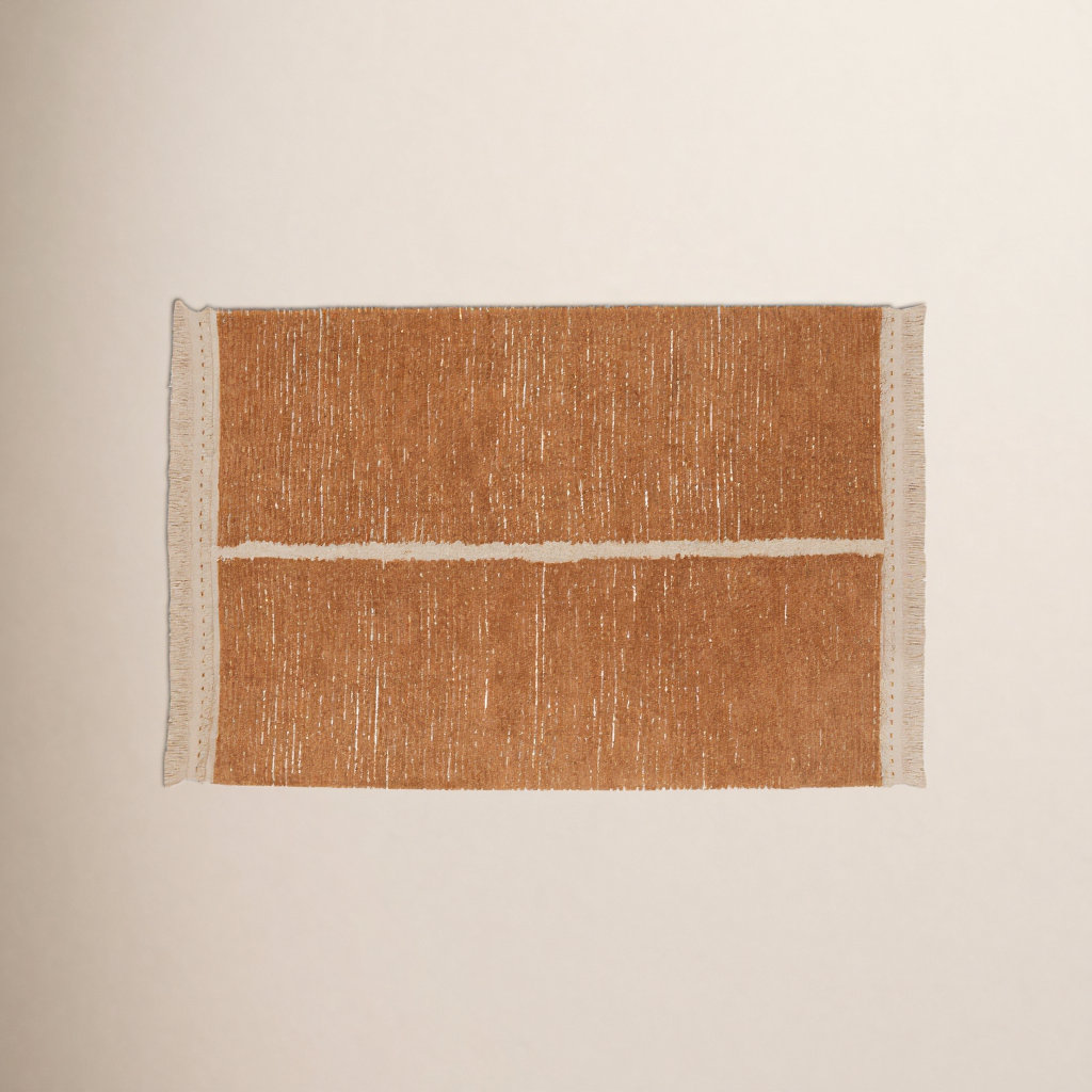 Reversible Duetto Toffee Washable Striped Rug, Rectangle 5'7" x 8'