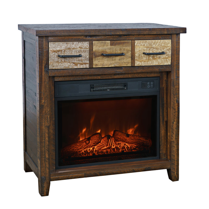 Gurbaaz Rustic 32" Electric Fireplace Console TV Stand - Brown