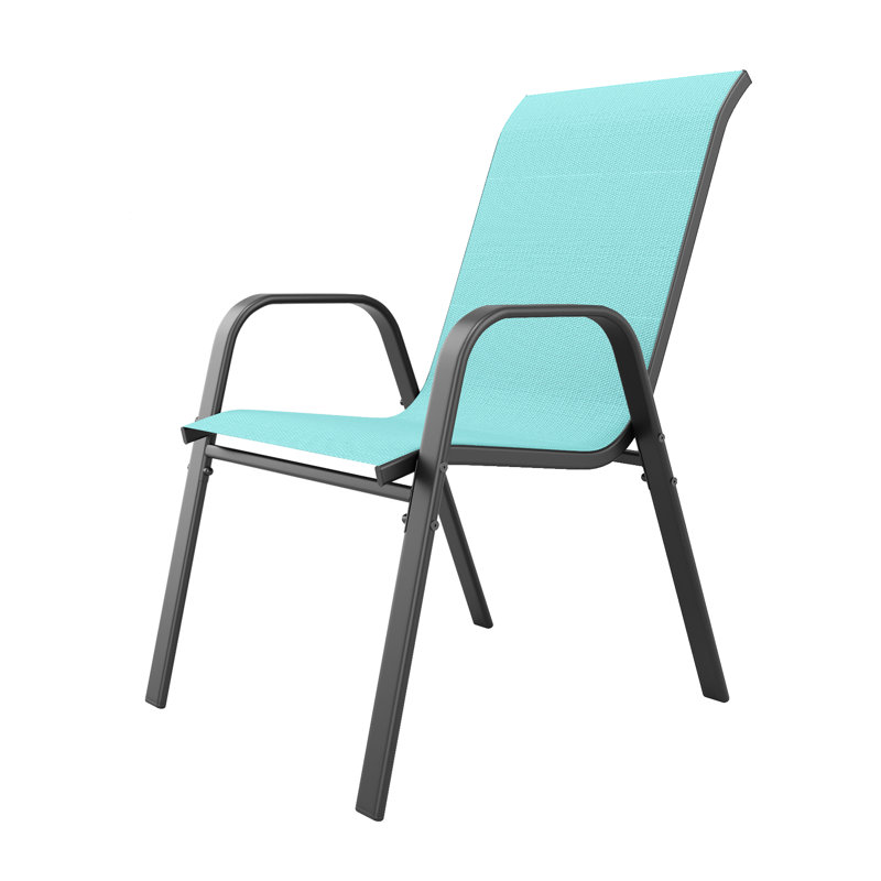 Chaises de patio Calloway avec design ergonomique, tissu imperméable Teslin, Bleu ciel, Ensemble de 6