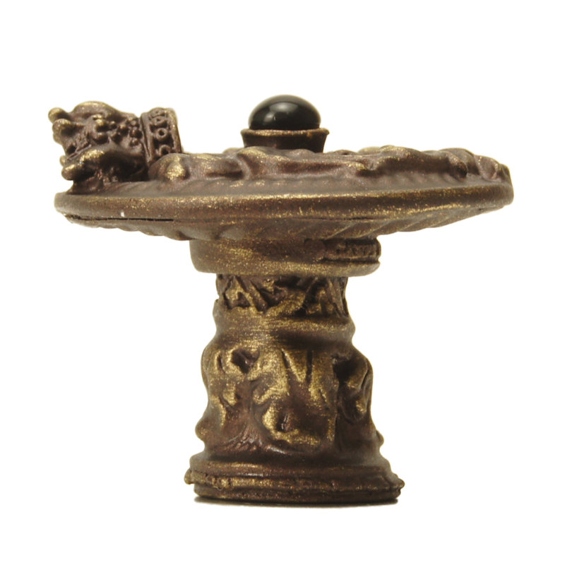 Carpe Diem 6909-9OX Crowning Glory King George Chalice King George Shield knob w/ Onyx stone   in Chalice, Antique Brass