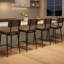 Upholstered Counter Stool with Metal Frame-1619497213