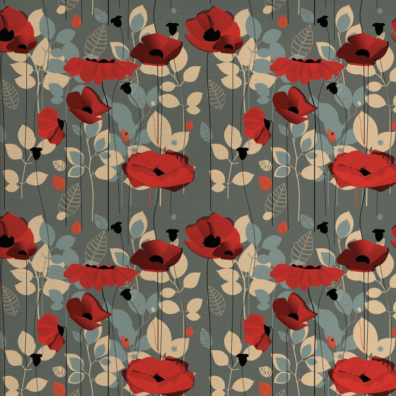 Tissu coquelicot, H 36 po x l 58 po x P 1 po
