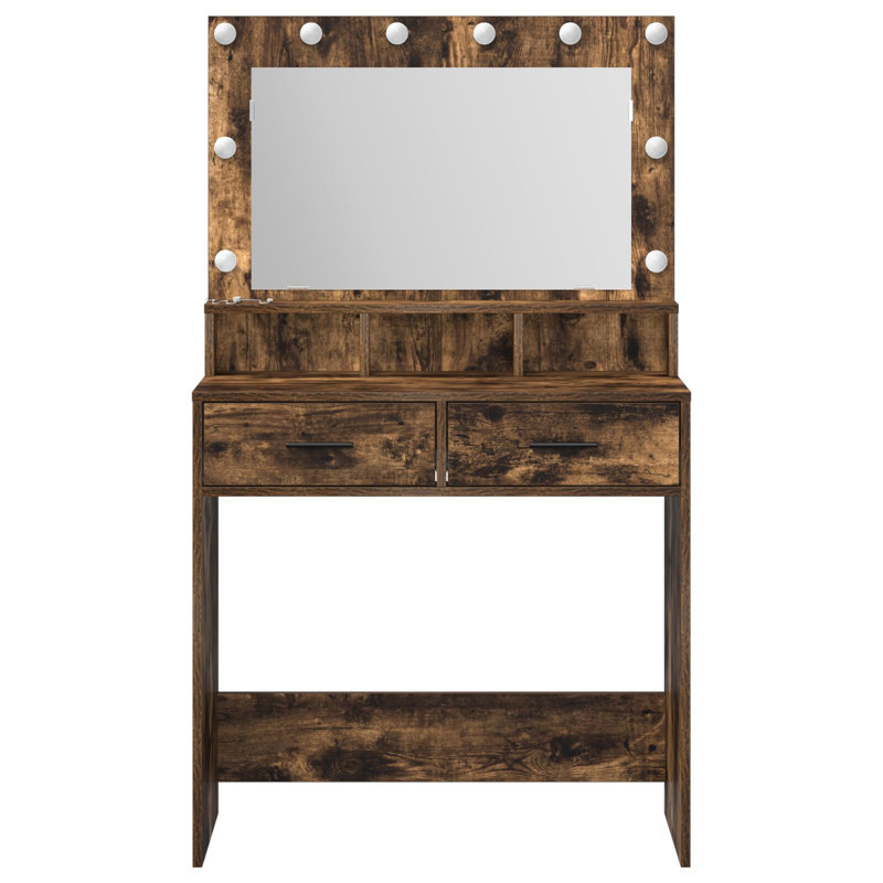 Vanity Table Rectangular, Smoked Oak