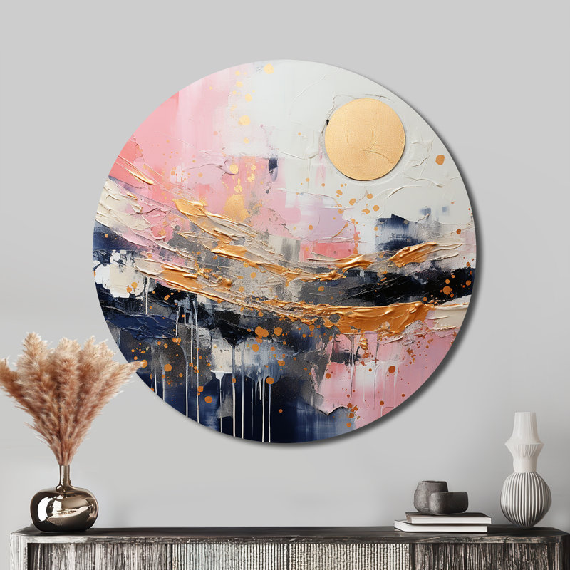 Donoghue - Art abstrait rond en métal, H 36 po x l 36 po