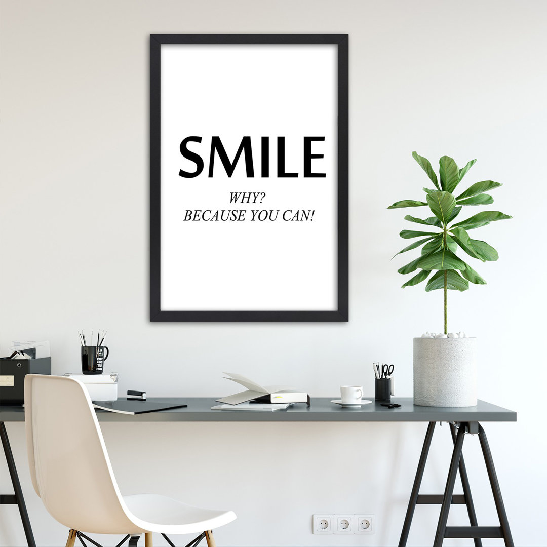 Gerahmte typografische Kunst Smile Caption