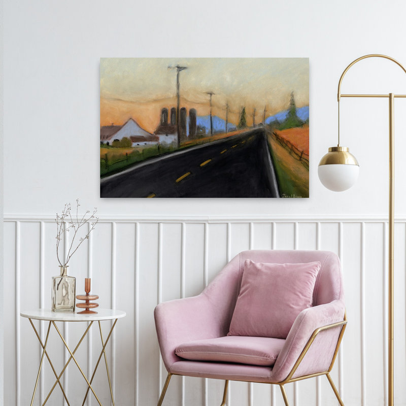 Contemporary Art Abstract Contemporary Landscape Sunrise Wall Art by Janel Bragg - Wrapped Canvas Print