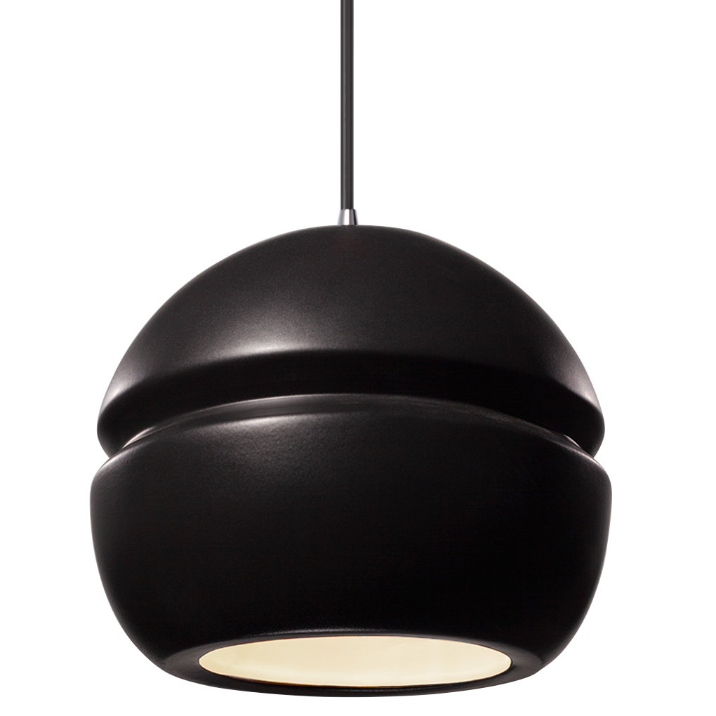 Logan Dimmable Globe Single Light Pendant, Polished Chrome, Carbon Matte Black