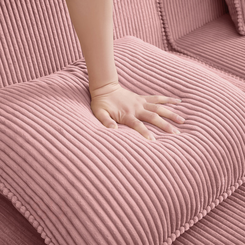 Repose-pieds Martha Velours côtelé, Rose