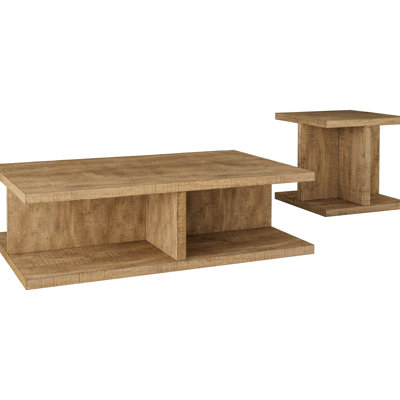 2 tables basses avec finition mangue, design contemporain, placage stratifié à entretien facile