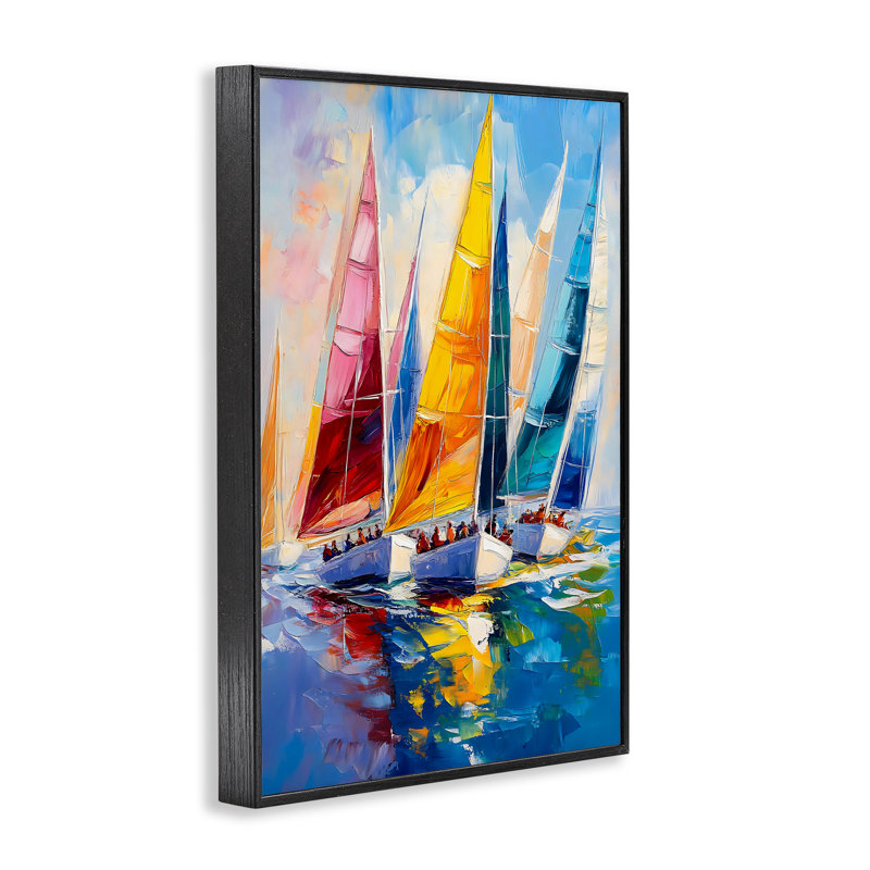 Giclée encadrée de régates colorées, design par LSR Design Studio, Giclée encadrée noir minuit, H 24 po x l 16 po