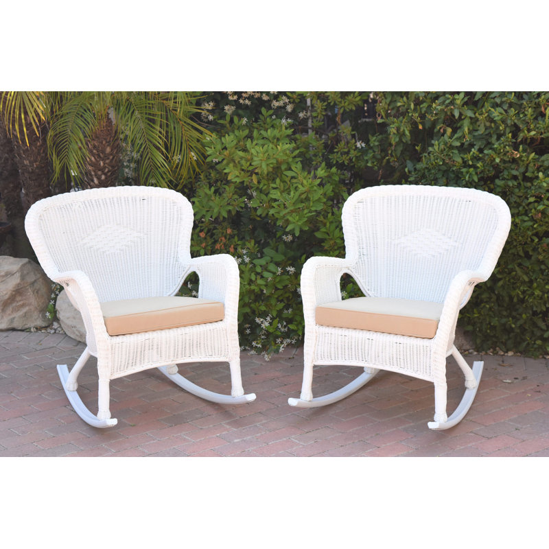 Chaise berçante Batchelder, Brun clair, Blanc