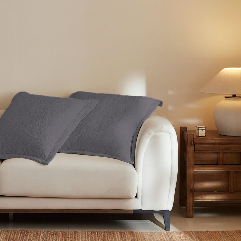 Ensemble de 2 taies décoratives européennes en coton 26 po x 26 po, Gris