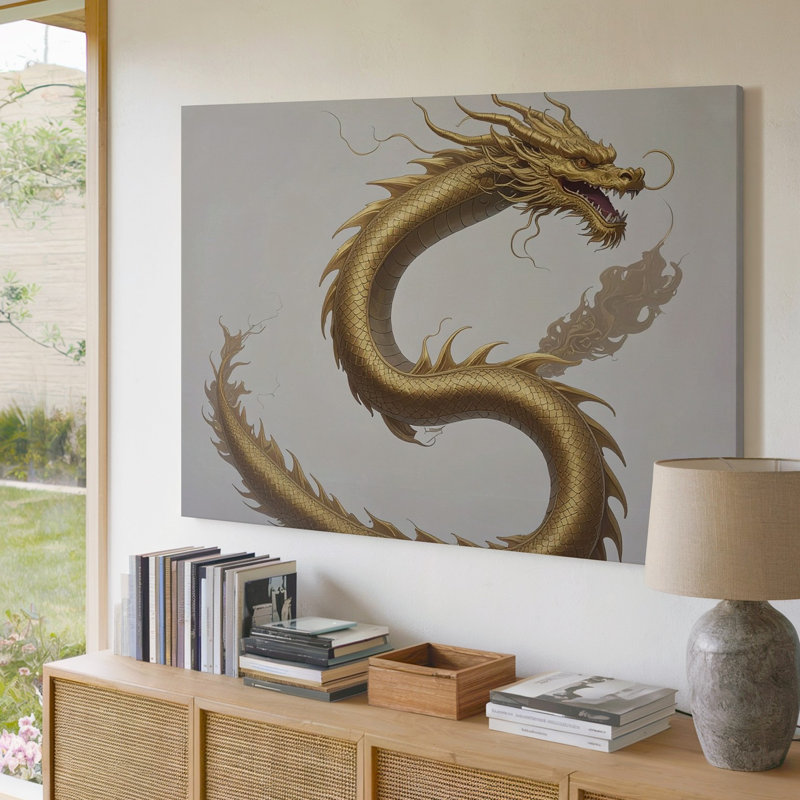 Toile de dragon doré doré, H 9 po x l 12 po