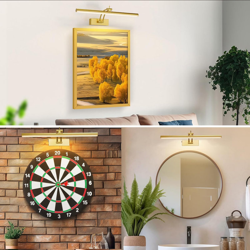16'' Dimmable Wall Mount Picture Light with Remote, Gold