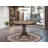 A Round Dining Room Table with Striated Stone Marble Pattern tabletop, Mahogany Finish-1795212669