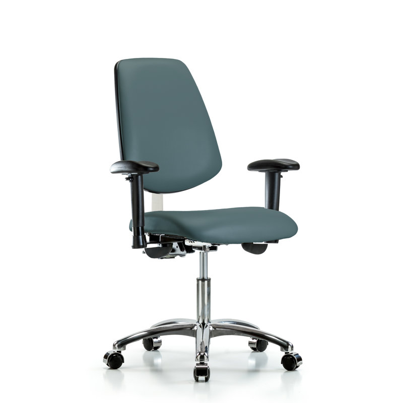 Chaise de travail ergonomique Amelie, Roulettes, Bleu colonial, Non inclus