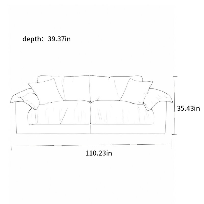 Canapé simple de style crème French Cloud, H 35,43 po x l 110,23 po x P 39,37 po
