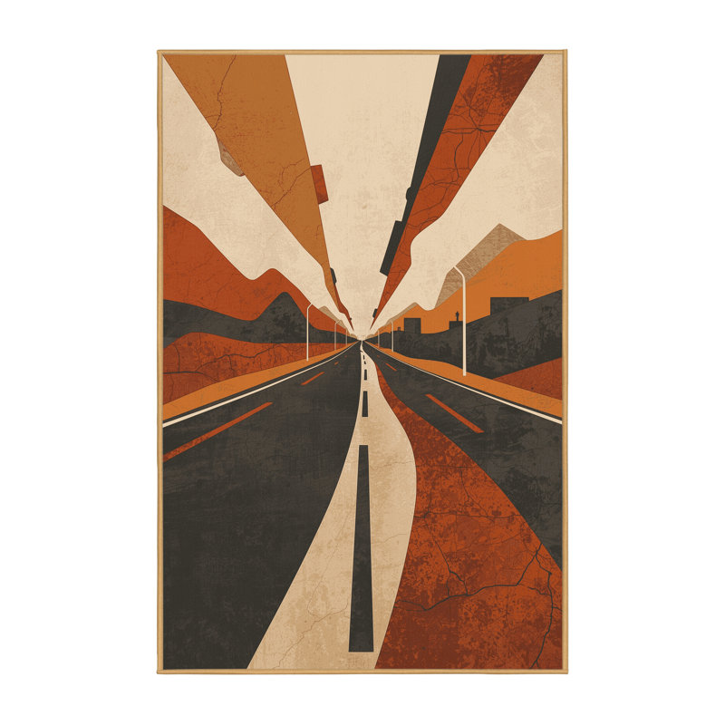 Tapis brun moderne lavable à la machine Bridgewater Apocalyptic Highway, 3 X 5