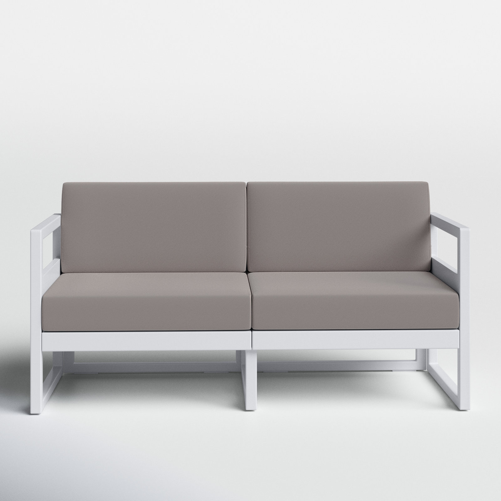 Lane 58'' Wide Straight Loveseat with Cushions, White, Taupe
