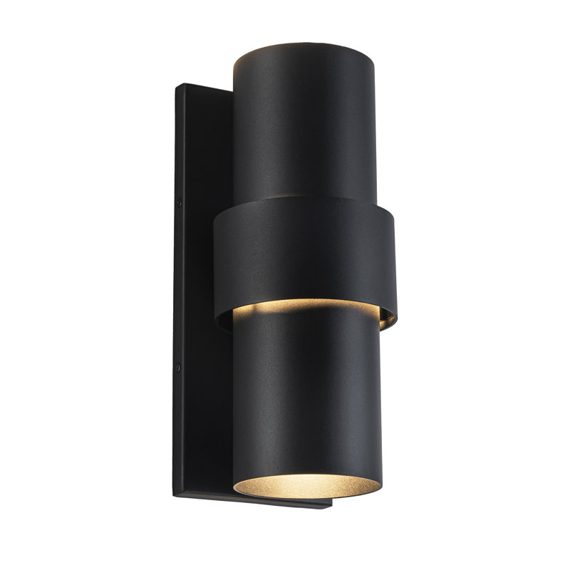 Applique murale cylindrique à DEL noir mat de 11,75 po, éclairage haut/bas, H 11,75 po x l 5 po x P 5,5 po