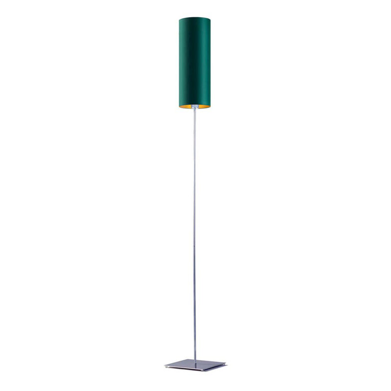 Tonkin 165cm Traditional Floor Lamp, Brushed Steel, Bottle Green/Gold