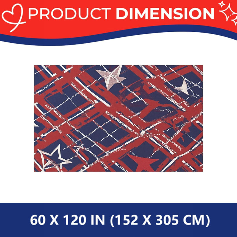 Housse de table rectangulaire rouge à motif écossais à motif d'étoile Juneteenth 60 "x 120" avec bords festonnés