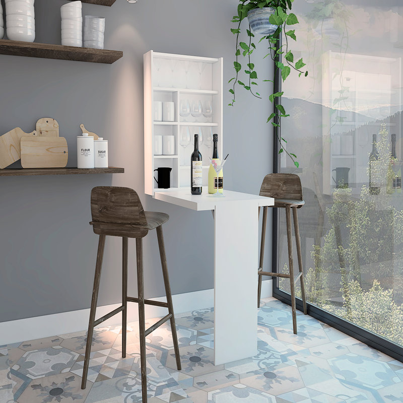 Wall Foldable Table, Seven Interior Shelves, Extending Table, Modern Desk
