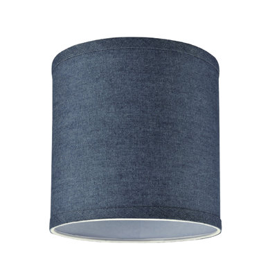 Abat-jour tambour en tissu denim H 8 po (araignée) de couleur bleu foncé