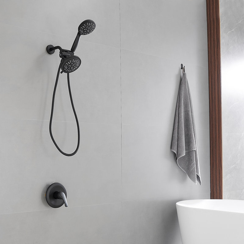 Matte Black Dual Function Rain Shower Faucet Combo Set