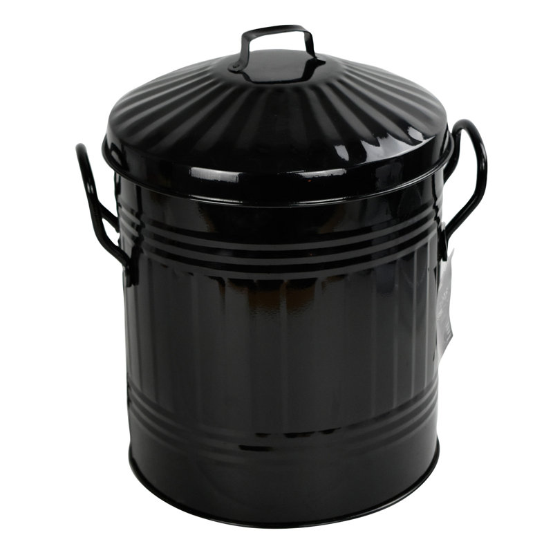 Steel Kitchen Rubbish Bin - 12.98 L, Black