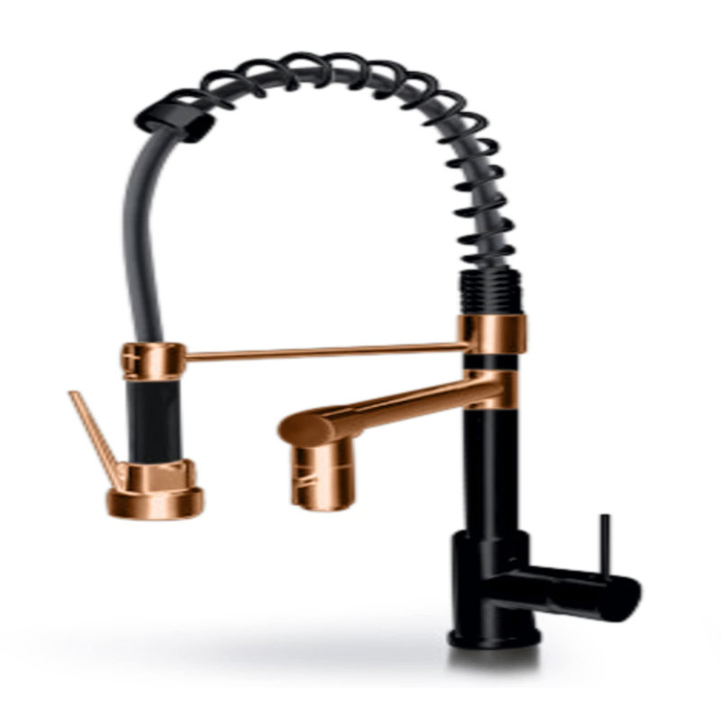 Robinet remplisseur et îlot de cuisine industriel rose doré / noir 26 po de hauteur  