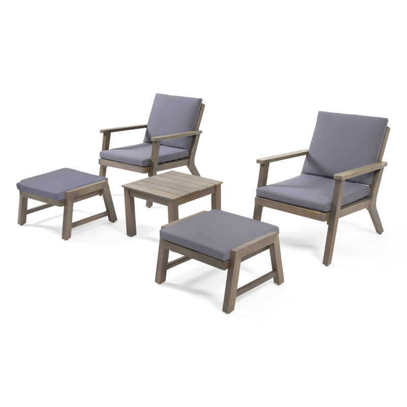 Channing Acacia 2 - Person Patio Conversation Set with Cushions, Gray, Dark Gray