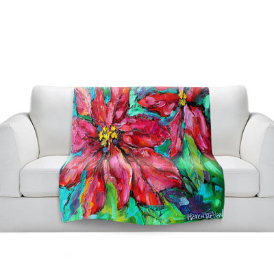 Couverture de sherpa de fêtes poinsettia doux