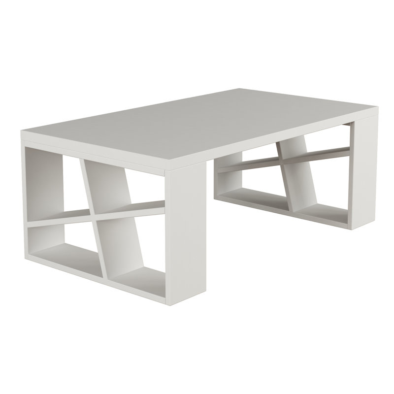 Aislin Versatile Coffee Table with Storage and Open Compartments, White