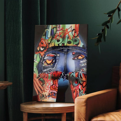 1 pièce, art mural, affiches encadrées, graffiti coloré, peinture décorative avec style abstrait de style urbain, art mural urbain moderne pour le salon, chambre à coucher, bureau à domicile, décoration unique, impression sur toile contemporaine