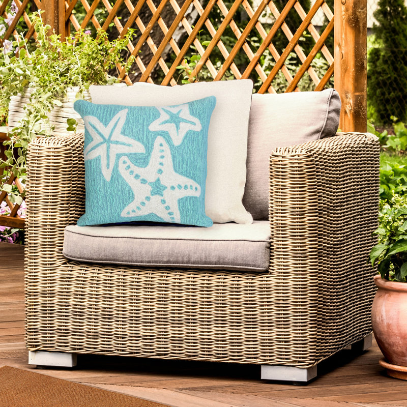  Outdoor Square Pillow Cover & Insert, Blue