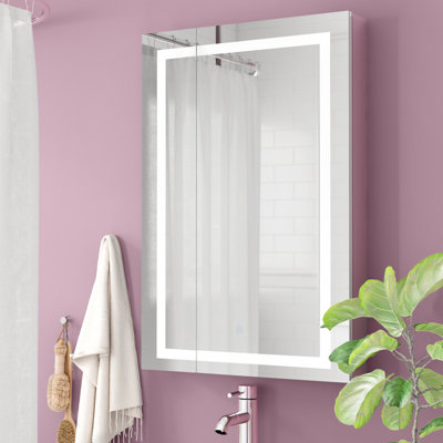 Sargat 24"W x 36"H x 5"D Left Hinge LED Medicine Cabinet with Defogger, Dimmer, Adjustable LED 3X Magnifying Mirror and Electrical Outlets