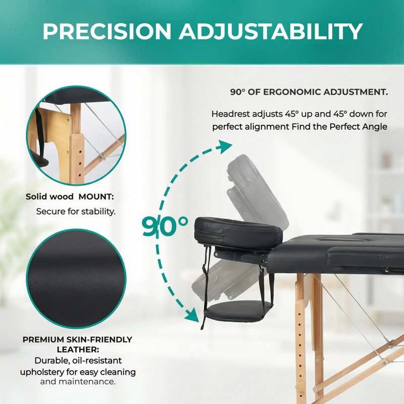 Folding massage table adjustable spa bed with neck massager, Pink