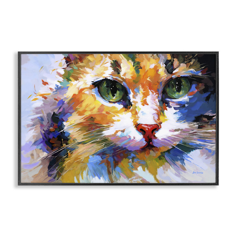 «Manx Cat Cate», estampe numérique par Leon Devenice, H 12 po x l 18 po, Giclée encadrée noir minuit