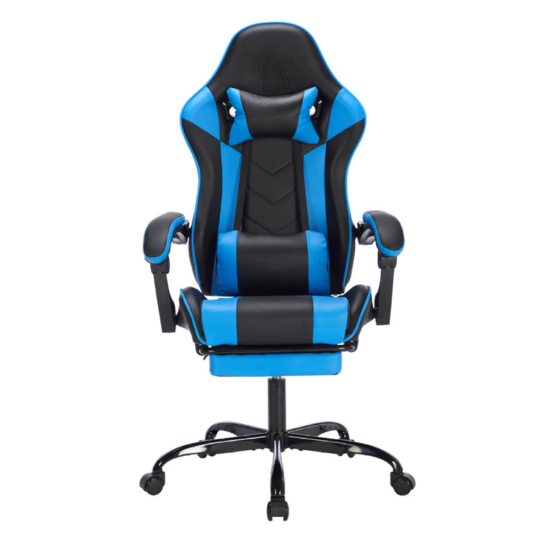 Ergonomic Gaming Chair With Footrest And Massage, Black Blue
