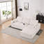 Canapé-lit modulaire en forme de U 113 po, sans siège, avec 5 sièges, beige et blanc, sans assemblage, 100% mousse pour les salons de bureau-350566904