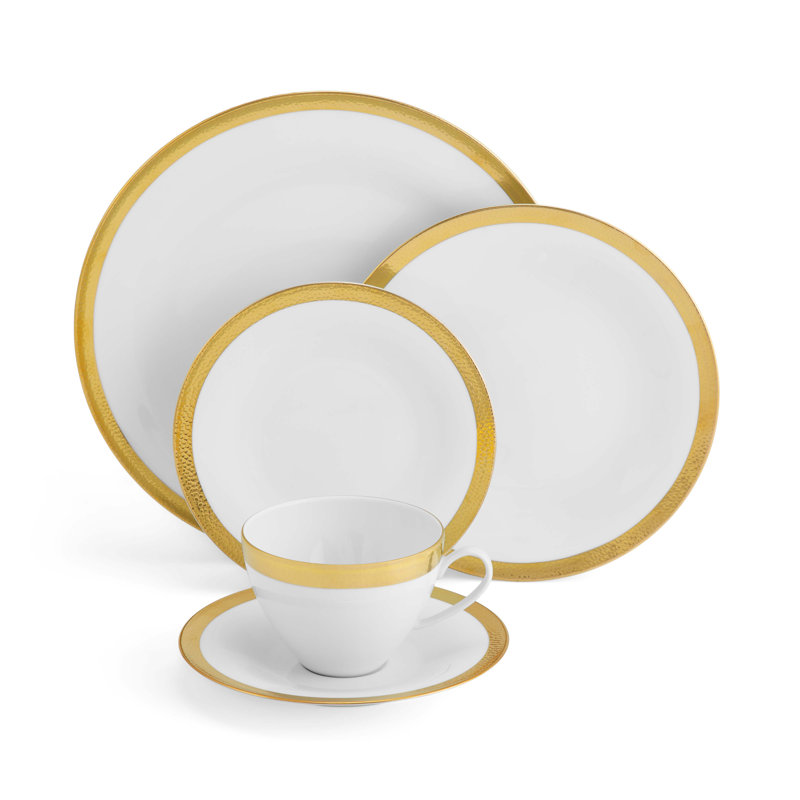 Smith Handmade Porcelain Dinnerware Set, Gold