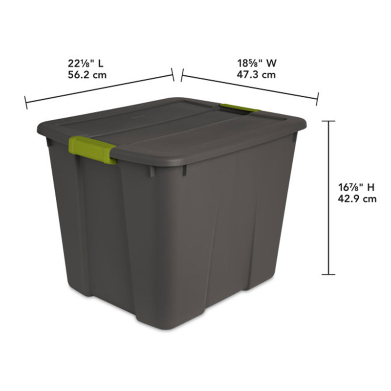 Sterilite Versatile Rectangular Latch Tote with Handles, Gray, 12-Pack, 80 Quart