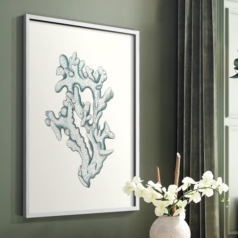 Antique Antique Coastal Coral IV, reproduction encadrée - bois massif, Blanc, H 28 po x l 22 po