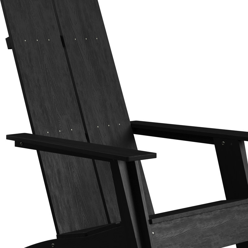 Indoor/Outdoor Modern Dual Slat Back Adirondack Style Chairs, Black