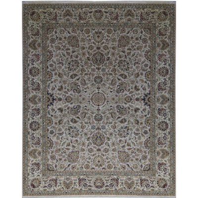 Tapis ivoire et beige noué à la main de haute qualité