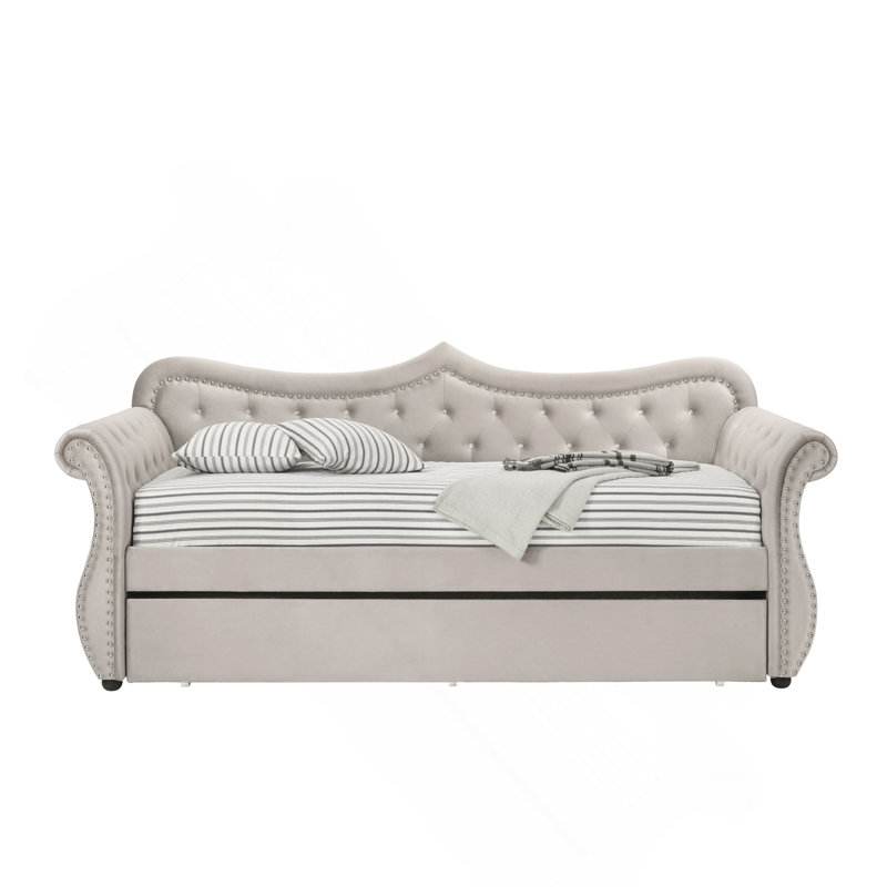 Beige Linen Daybed W/Trundle (Twin), Beige Linen